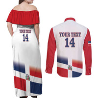 Custom Dominican Republic 2025 Baseball Couples Matching Off Shoulder Maxi Dress and Long Sleeve Button Shirt Go Champions Flag Style