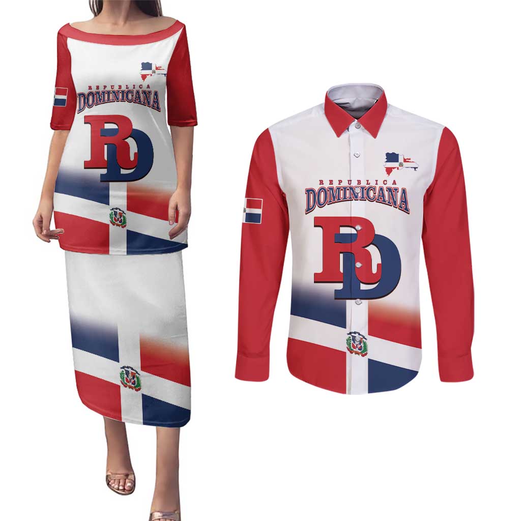 Custom Dominican Republic 2025 Baseball Couples Matching Puletasi and Long Sleeve Button Shirt Go Champions Flag Style