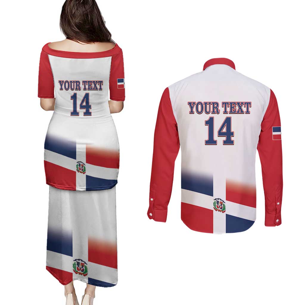 Custom Dominican Republic 2025 Baseball Couples Matching Puletasi and Long Sleeve Button Shirt Go Champions Flag Style