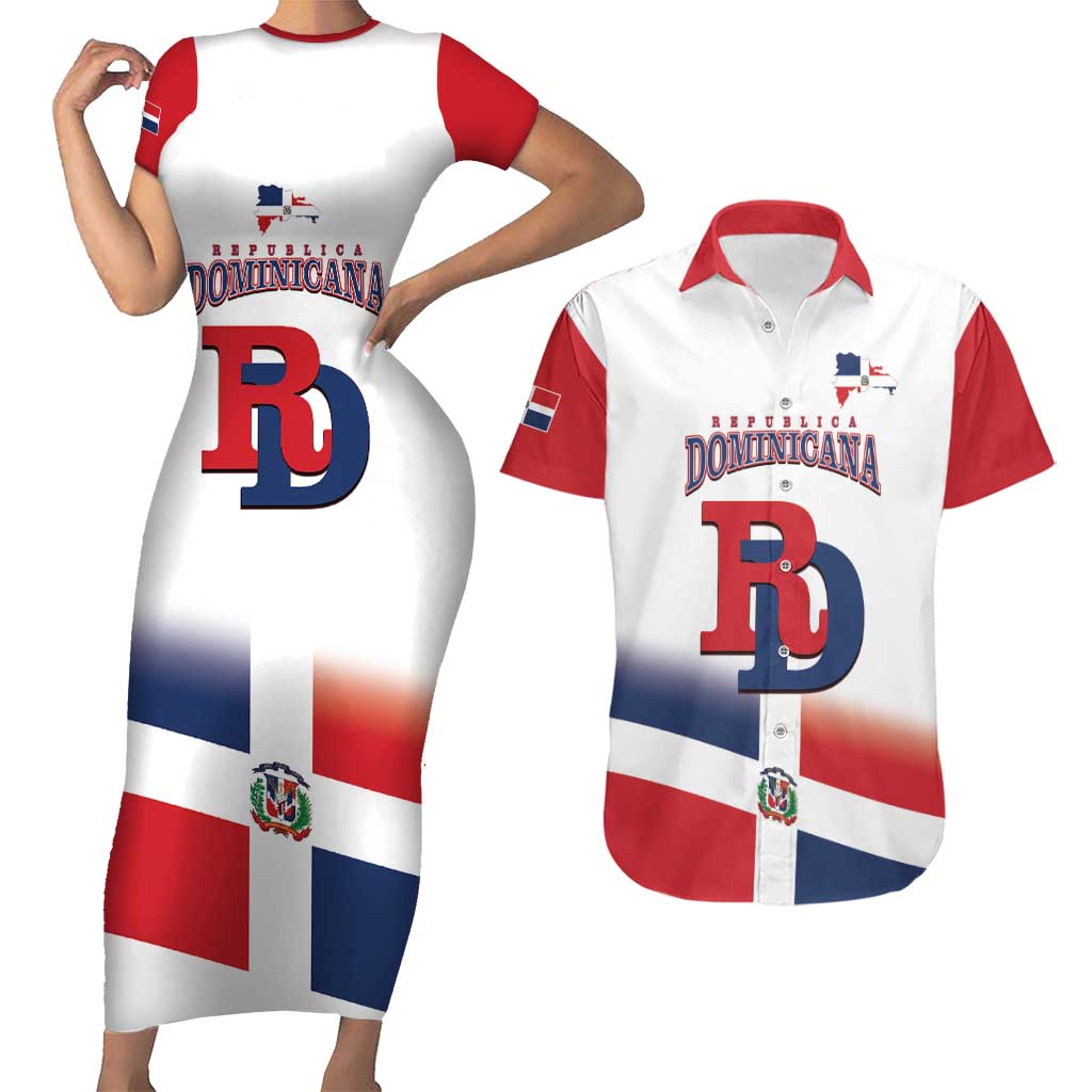 Custom Dominican Republic 2025 Baseball Couples Matching Short Sleeve Bodycon Dress and Hawaiian Shirt Go Champions Flag Style