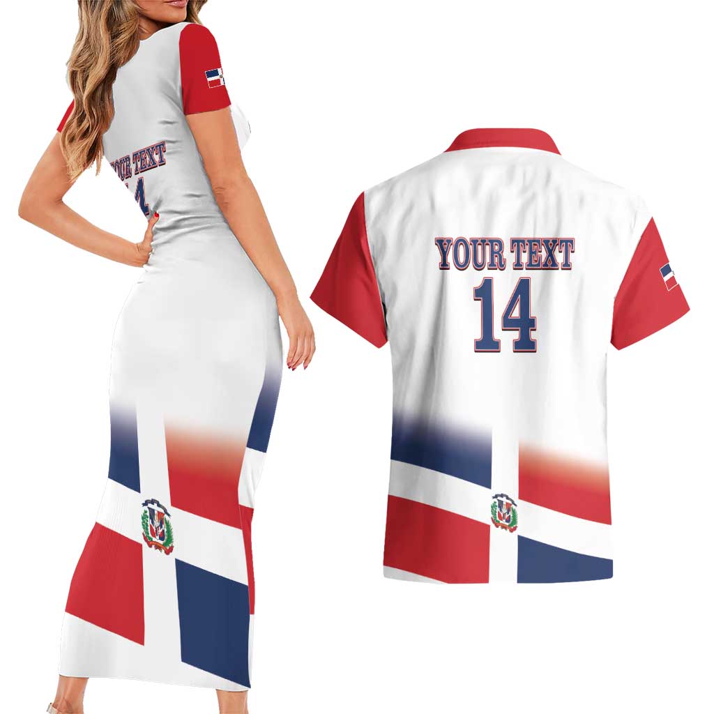 Custom Dominican Republic 2025 Baseball Couples Matching Short Sleeve Bodycon Dress and Hawaiian Shirt Go Champions Flag Style