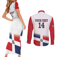 Custom Dominican Republic 2025 Baseball Couples Matching Short Sleeve Bodycon Dress and Long Sleeve Button Shirt Go Champions Flag Style