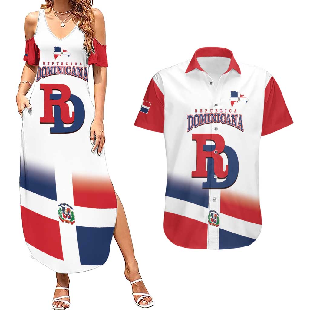 Custom Dominican Republic 2025 Baseball Couples Matching Summer Maxi Dress and Hawaiian Shirt Go Champions Flag Style