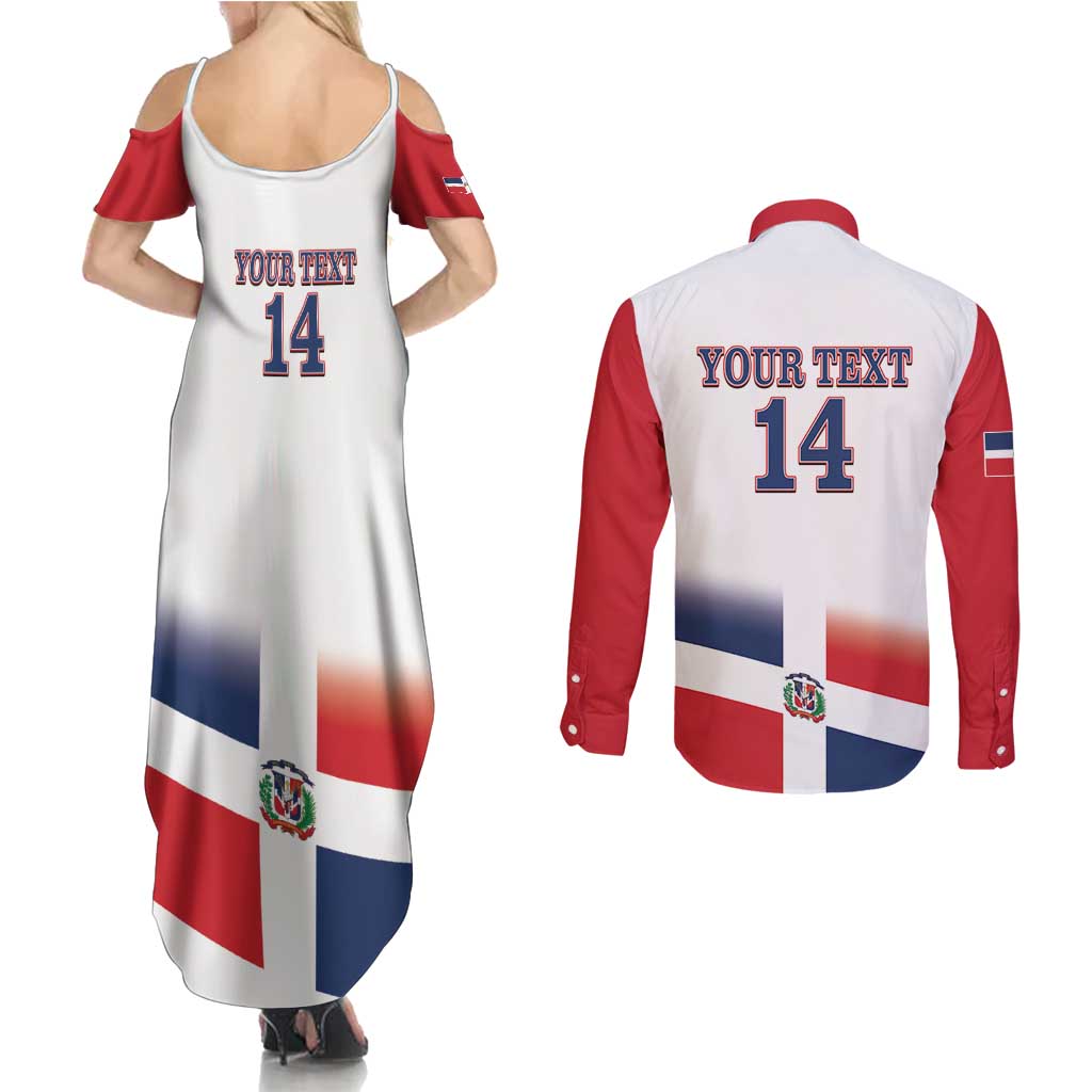 Custom Dominican Republic 2025 Baseball Couples Matching Summer Maxi Dress and Long Sleeve Button Shirt Go Champions Flag Style