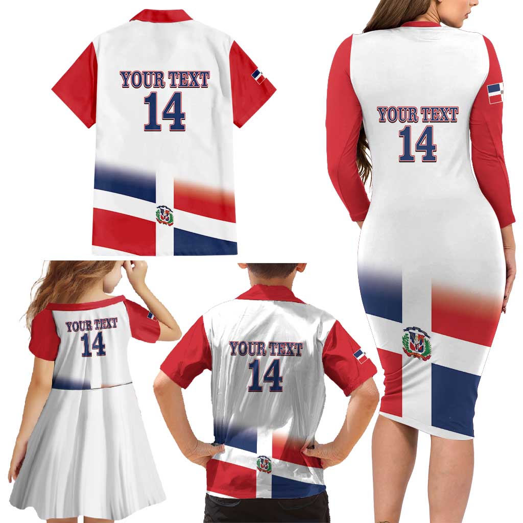 Custom Dominican Republic 2025 Baseball Family Matching Long Sleeve Bodycon Dress and Hawaiian Shirt Go Champions Flag Style
