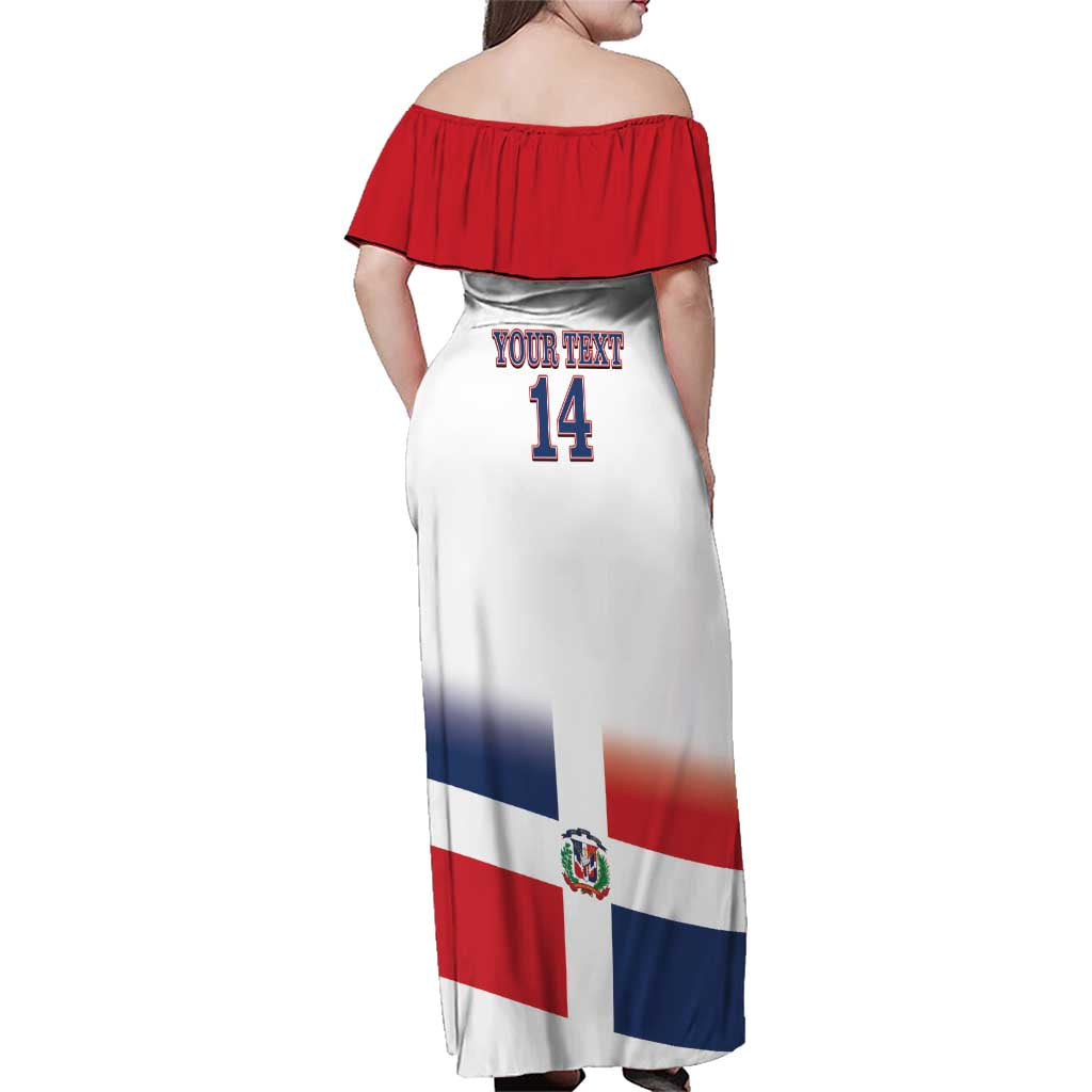 Custom Dominican Republic 2025 Baseball Family Matching Off Shoulder Maxi Dress and Hawaiian Shirt Go Champions Flag Style