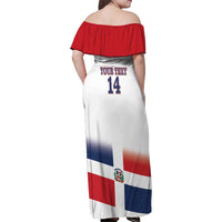 Custom Dominican Republic 2025 Baseball Family Matching Off Shoulder Maxi Dress and Hawaiian Shirt Go Champions Flag Style