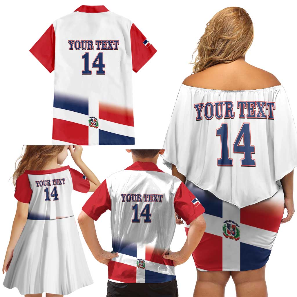 Custom Dominican Republic 2025 Baseball Family Matching Off Shoulder Short Dress and Hawaiian Shirt Go Champions Flag Style