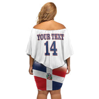 Custom Dominican Republic 2025 Baseball Family Matching Off Shoulder Short Dress and Hawaiian Shirt Go Champions Flag Style