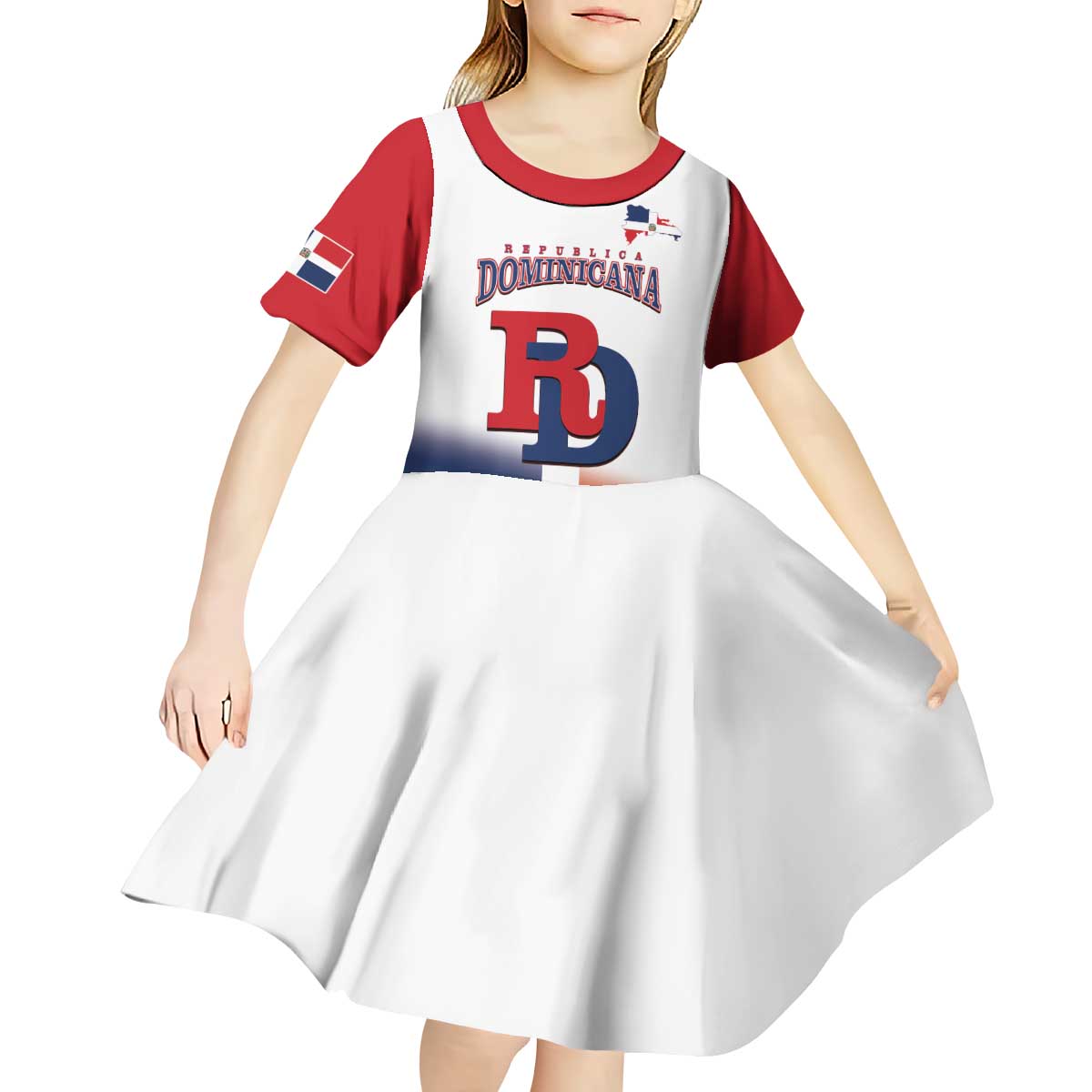 Custom Dominican Republic 2025 Baseball Kid Short Sleeve Dress Go Champions Flag Style