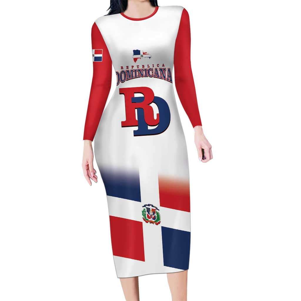 Custom Dominican Republic 2025 Baseball Long Sleeve Bodycon Dress Go Champions Flag Style