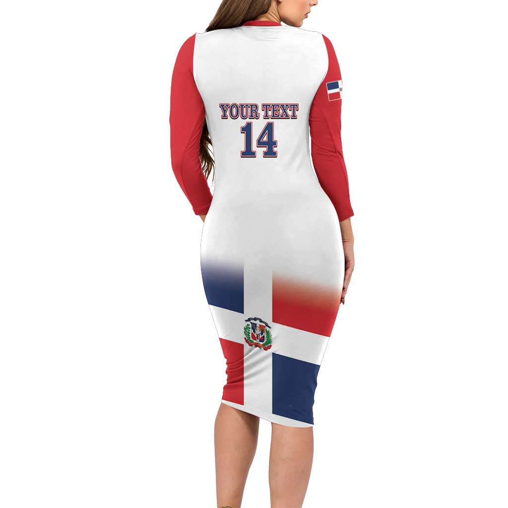 Custom Dominican Republic 2025 Baseball Long Sleeve Bodycon Dress Go Champions Flag Style