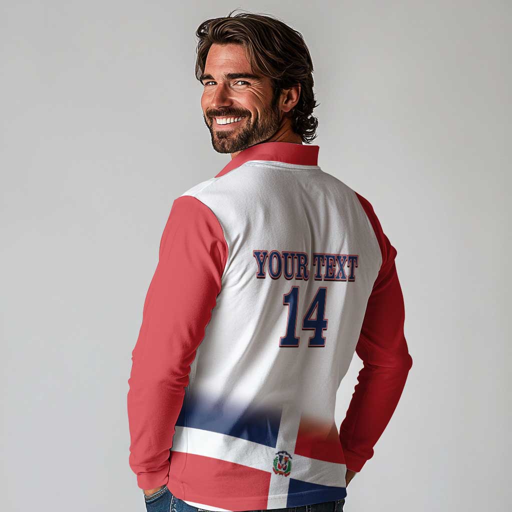 Custom Dominican Republic 2025 Baseball Long Sleeve Polo Shirt Go Champions Flag Style