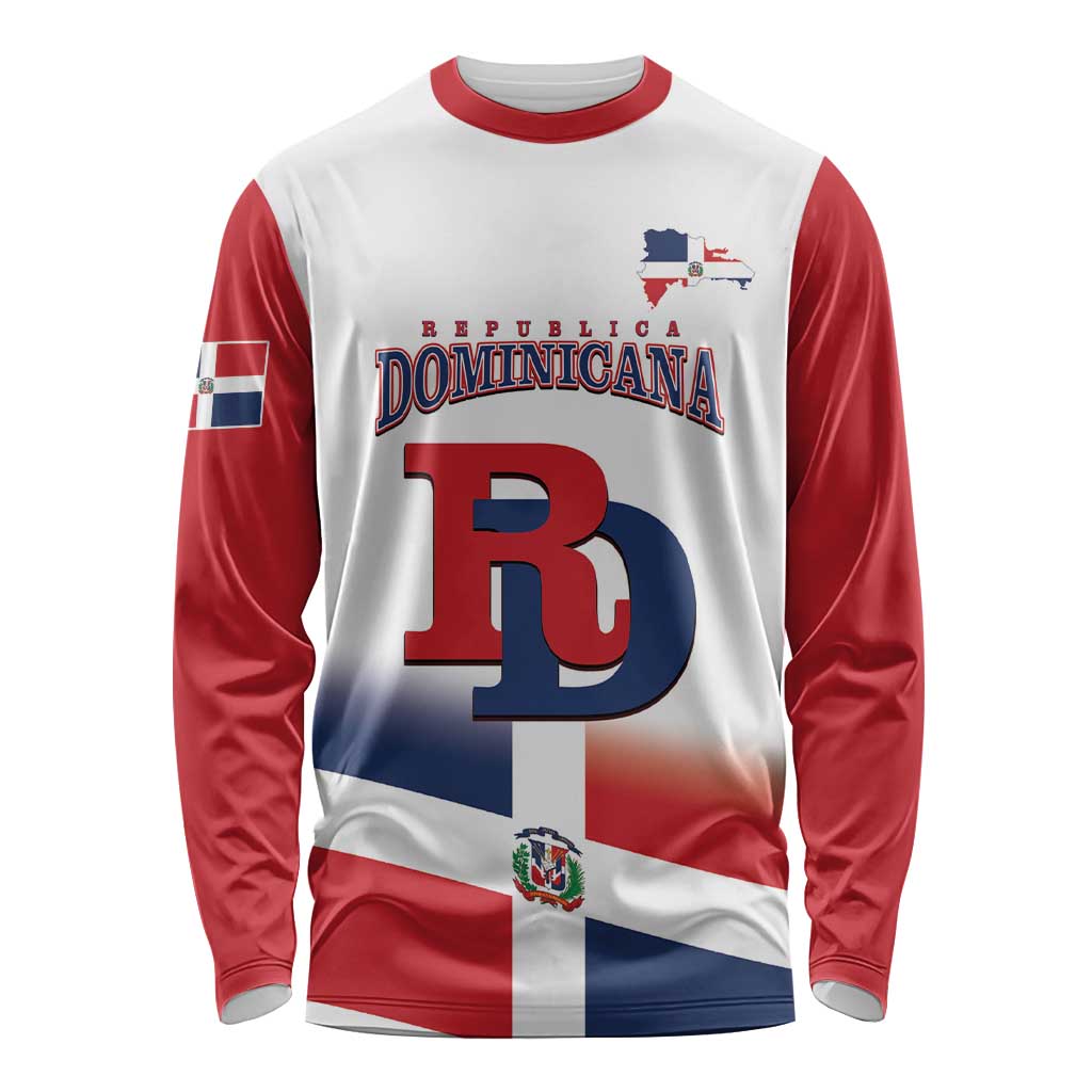 Custom Dominican Republic 2025 Baseball Long Sleeve Shirt Go Champions Flag Style