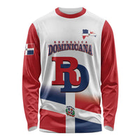 Custom Dominican Republic 2025 Baseball Long Sleeve Shirt Go Champions Flag Style