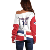 Custom Dominican Republic 2025 Baseball Off Shoulder Sweater Go Champions Flag Style
