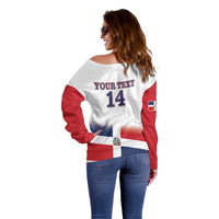 Custom Dominican Republic 2025 Baseball Off Shoulder Sweater Go Champions Flag Style