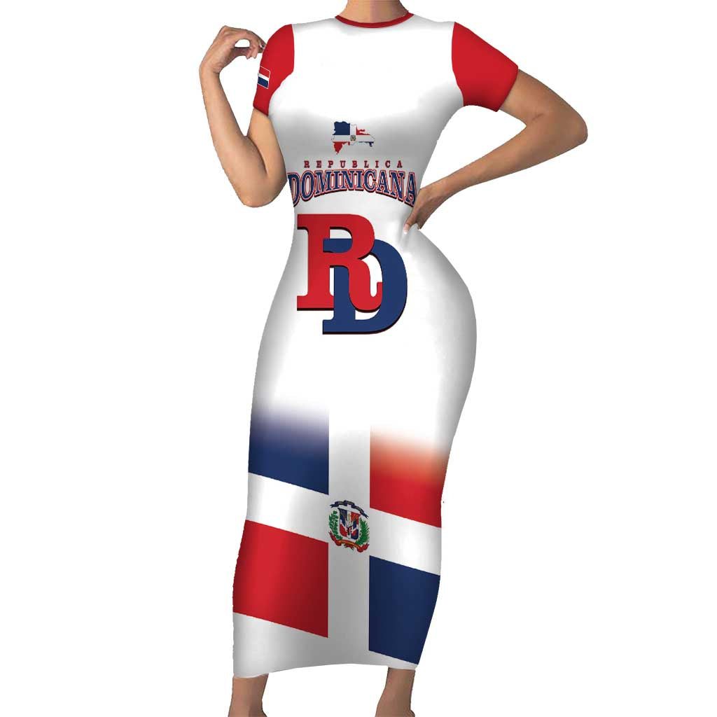 Custom Dominican Republic 2025 Baseball Short Sleeve Bodycon Dress Go Champions Flag Style