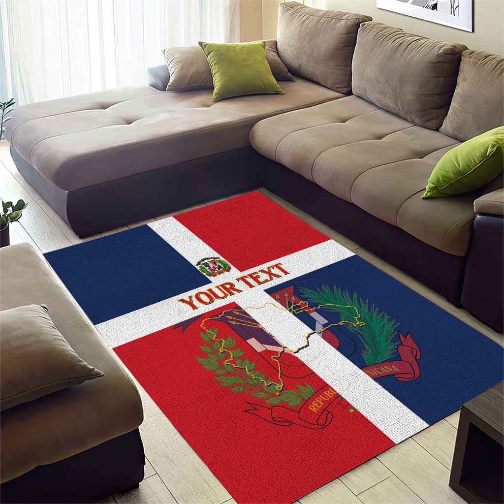 Custom Dominican Republic Football Area Rug Go Champions Flag Style