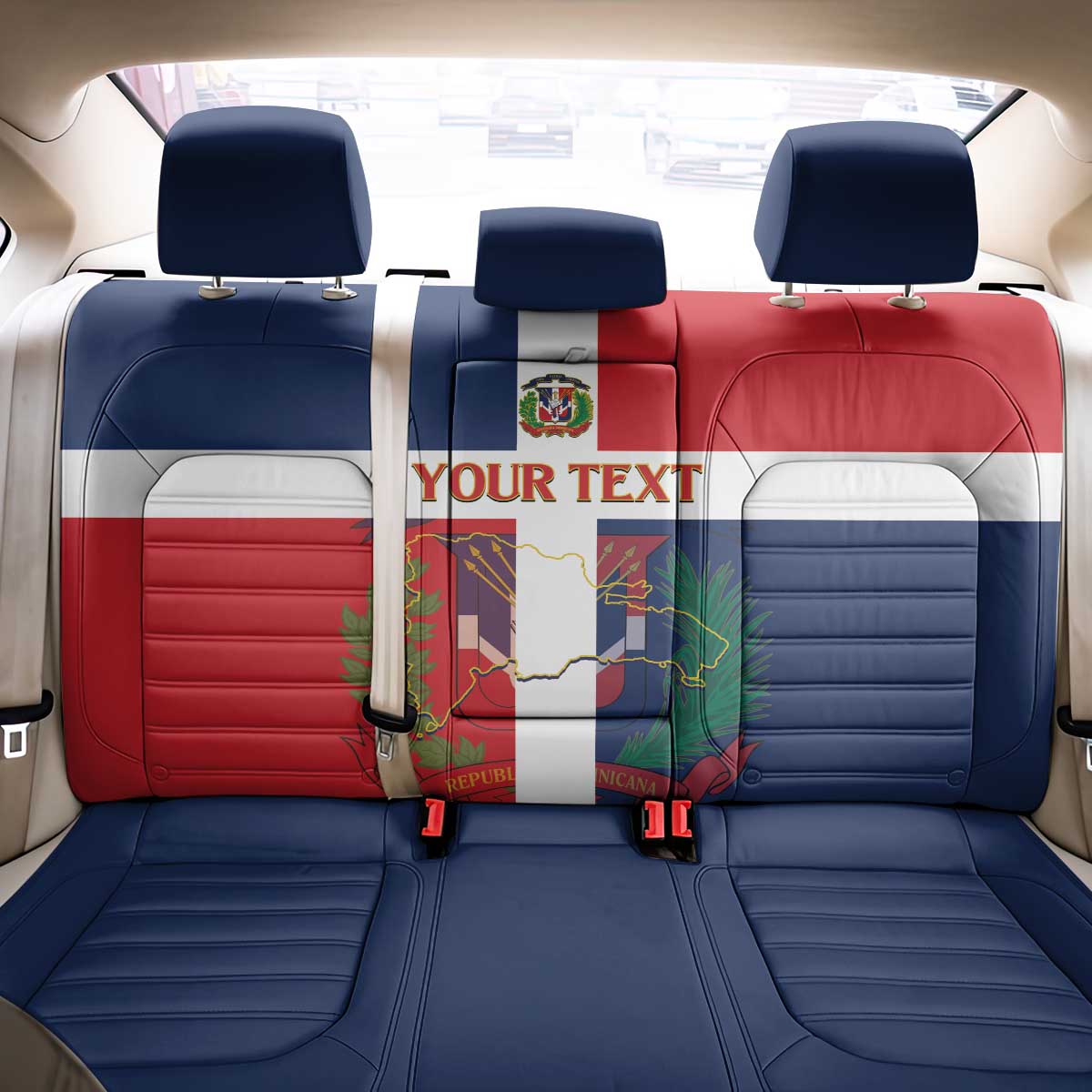 Custom Dominican Republic Football Back Car Seat Cover Go Champions Flag Style