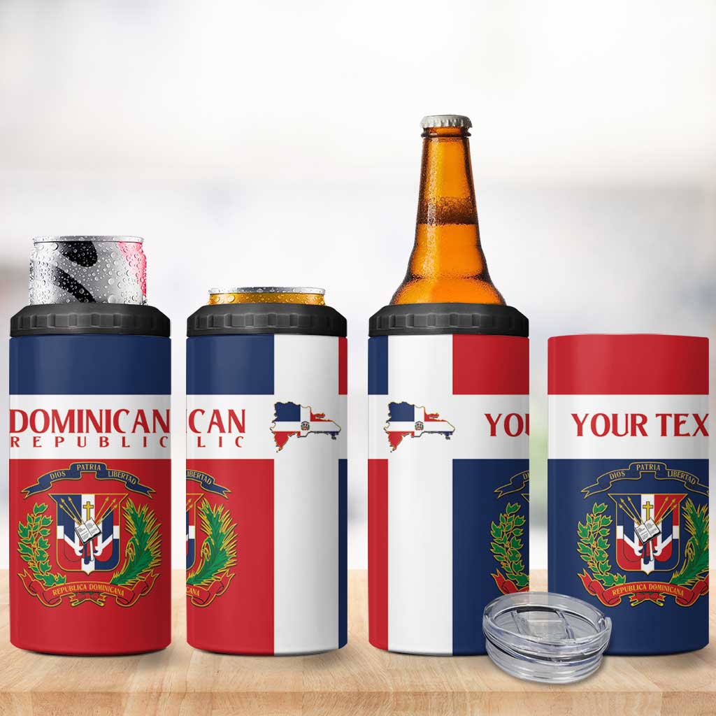 Custom Dominican Republic Football 4 in 1 Can Cooler Tumbler Go Champions Flag Style