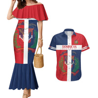 Custom Dominican Republic Football Couples Matching Mermaid Dress and Hawaiian Shirt Go Champions Flag Style