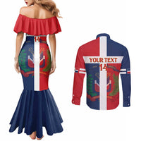 Custom Dominican Republic Football Couples Matching Mermaid Dress and Long Sleeve Button Shirt Go Champions Flag Style