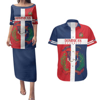 Custom Dominican Republic Football Couples Matching Puletasi and Hawaiian Shirt Go Champions Flag Style