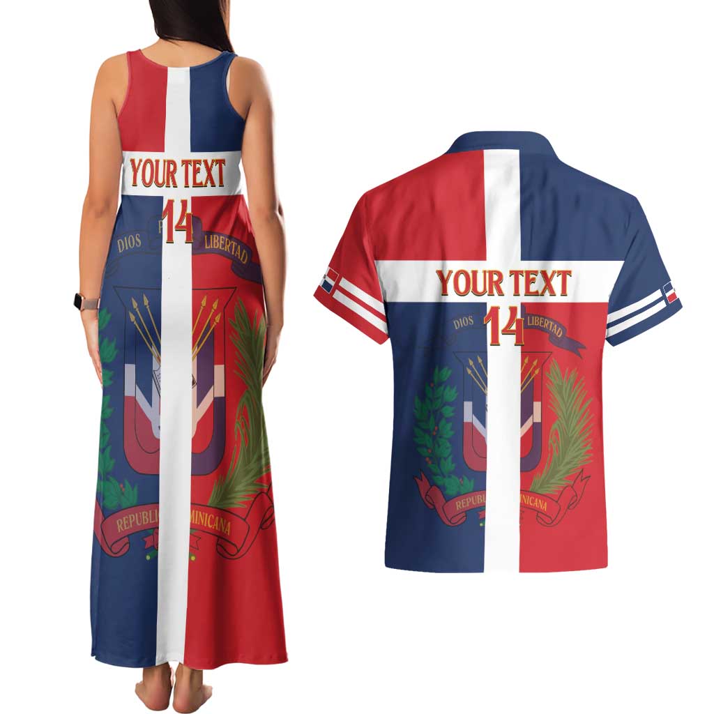Custom Dominican Republic Football Couples Matching Tank Maxi Dress and Hawaiian Shirt Go Champions Flag Style