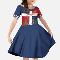 Custom Dominican Republic Football Family Matching Long Sleeve Bodycon Dress and Hawaiian Shirt Go Champions Flag Style