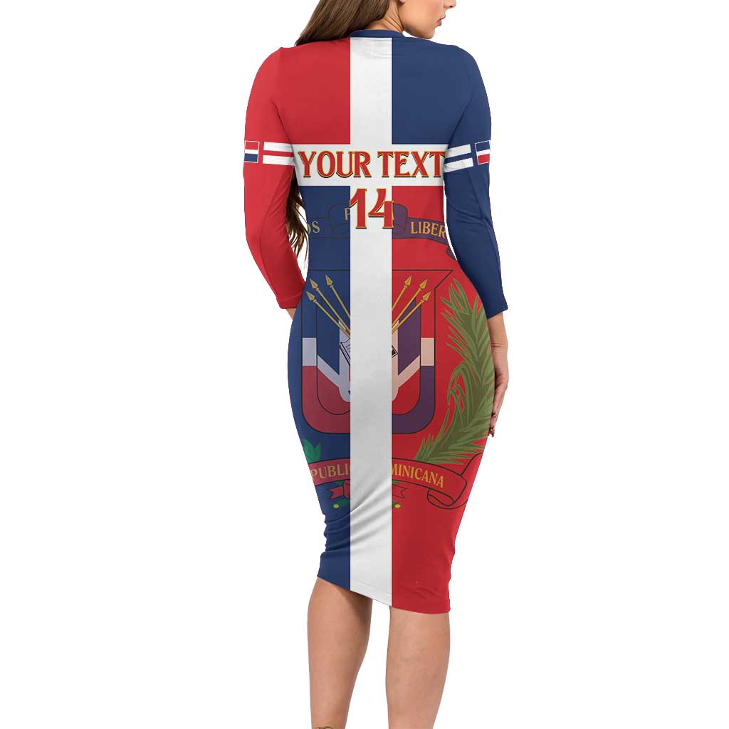 Custom Dominican Republic Football Family Matching Long Sleeve Bodycon Dress and Hawaiian Shirt Go Champions Flag Style