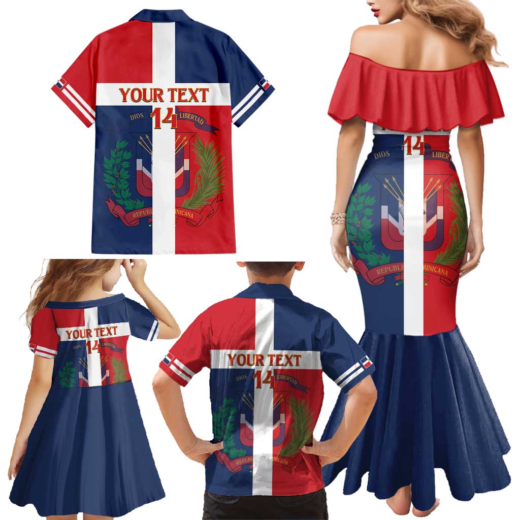Custom Dominican Republic Football Family Matching Mermaid Dress and Hawaiian Shirt Go Champions Flag Style