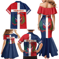 Custom Dominican Republic Football Family Matching Mermaid Dress and Hawaiian Shirt Go Champions Flag Style