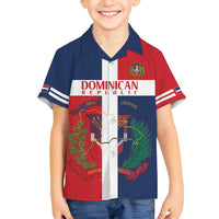 Custom Dominican Republic Football Family Matching Off Shoulder Maxi Dress and Hawaiian Shirt Go Champions Flag Style