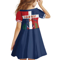 Custom Dominican Republic Football Family Matching Off Shoulder Short Dress and Hawaiian Shirt Go Champions Flag Style
