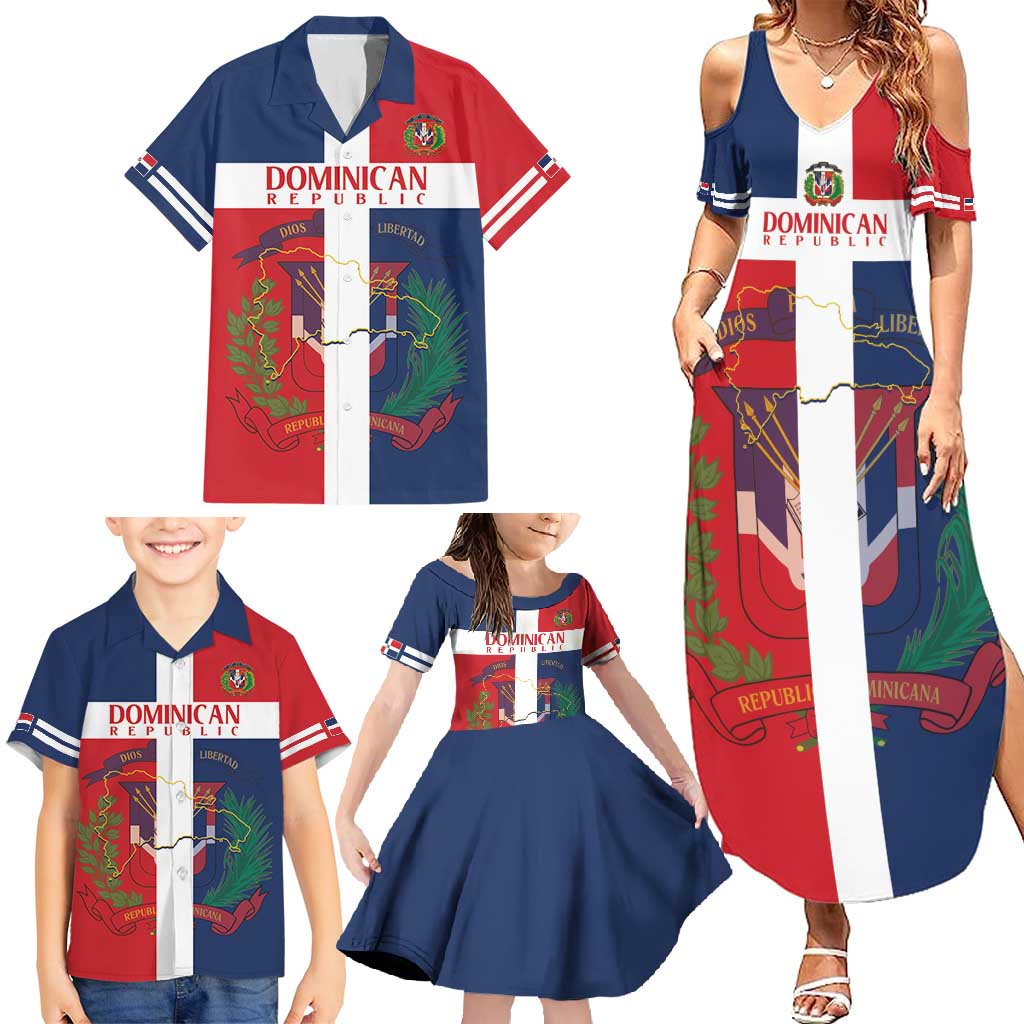 Custom Dominican Republic Football Family Matching Summer Maxi Dress and Hawaiian Shirt Go Champions Flag Style