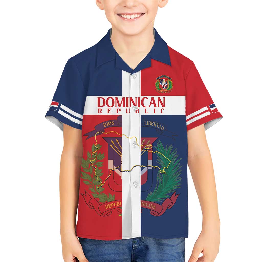 Custom Dominican Republic Football Kid Hawaiian Shirt Go Champions Flag Style