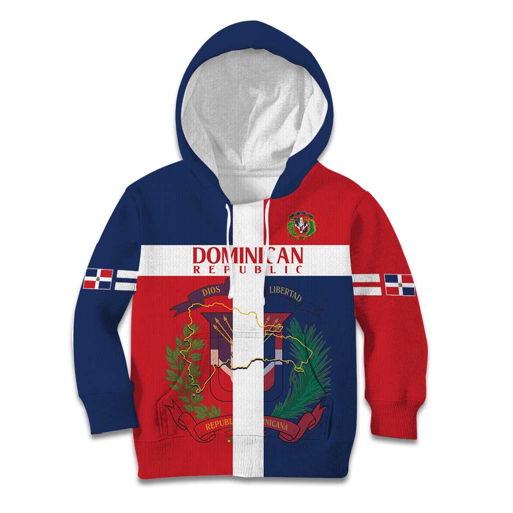Custom Dominican Republic Football Kid Hoodie Go Champions Flag Style
