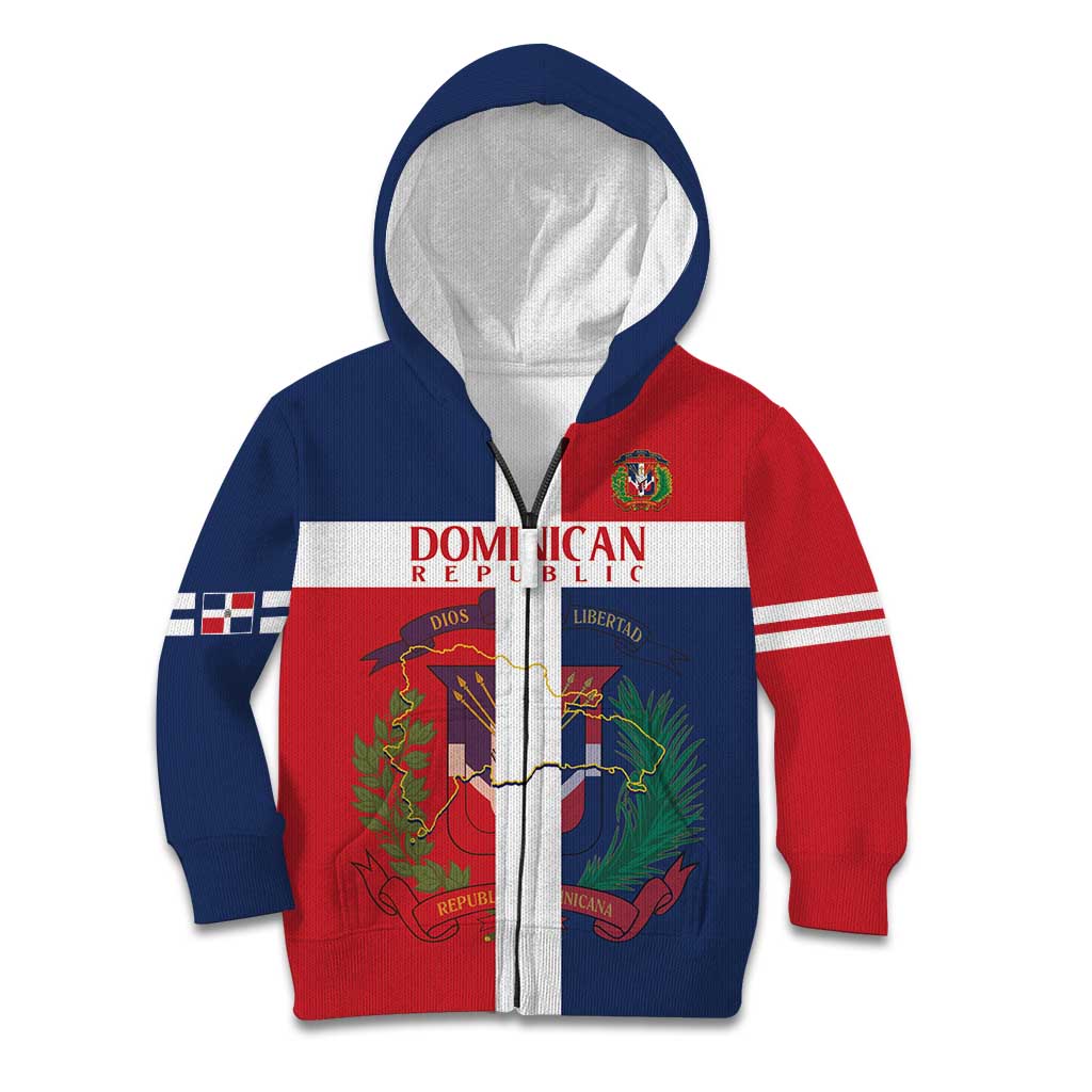 Custom Dominican Republic Football Kid Hoodie Go Champions Flag Style