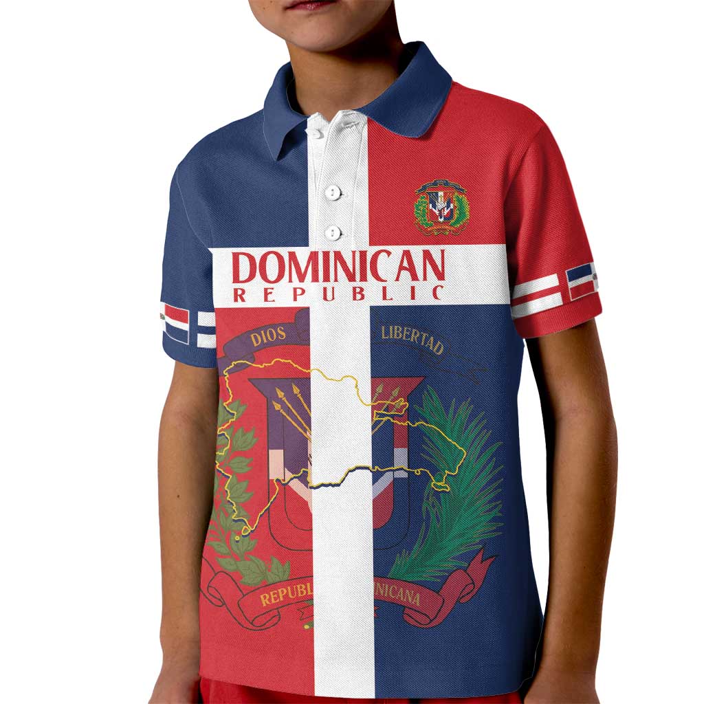 Custom Dominican Republic Football Kid Polo Shirt Go Champions Flag Style