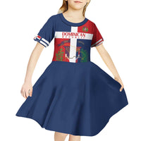 Custom Dominican Republic Football Kid Short Sleeve Dress Go Champions Flag Style