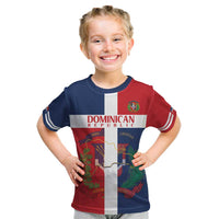 Custom Dominican Republic Football Kid T Shirt Go Champions Flag Style