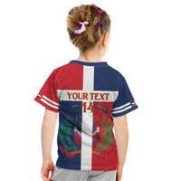 Custom Dominican Republic Football Kid T Shirt Go Champions Flag Style