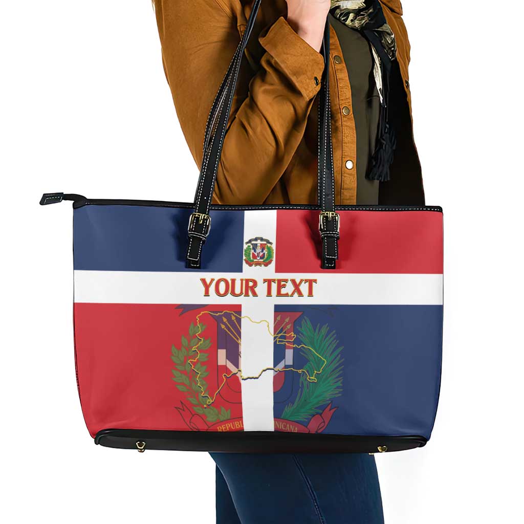 Custom Dominican Republic Football Leather Tote Bag Go Champions Flag Style