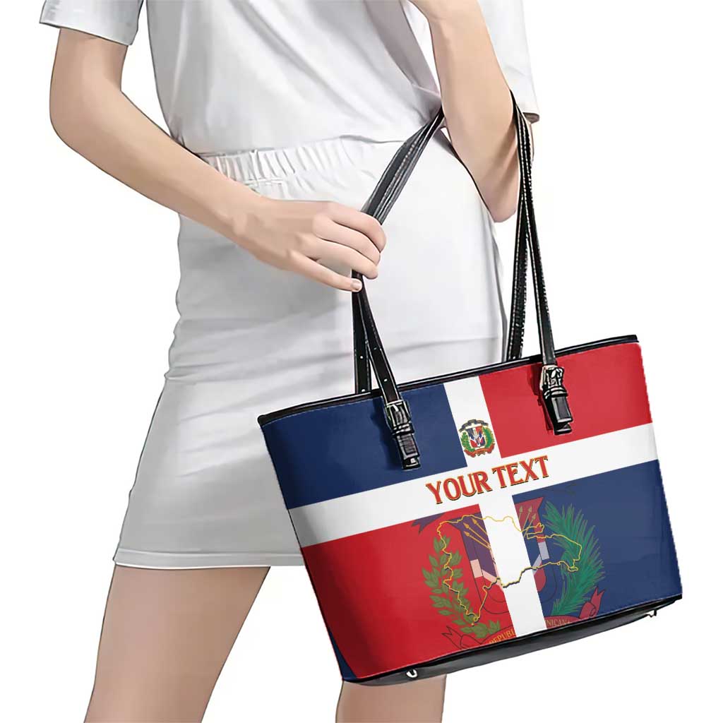 Custom Dominican Republic Football Leather Tote Bag Go Champions Flag Style