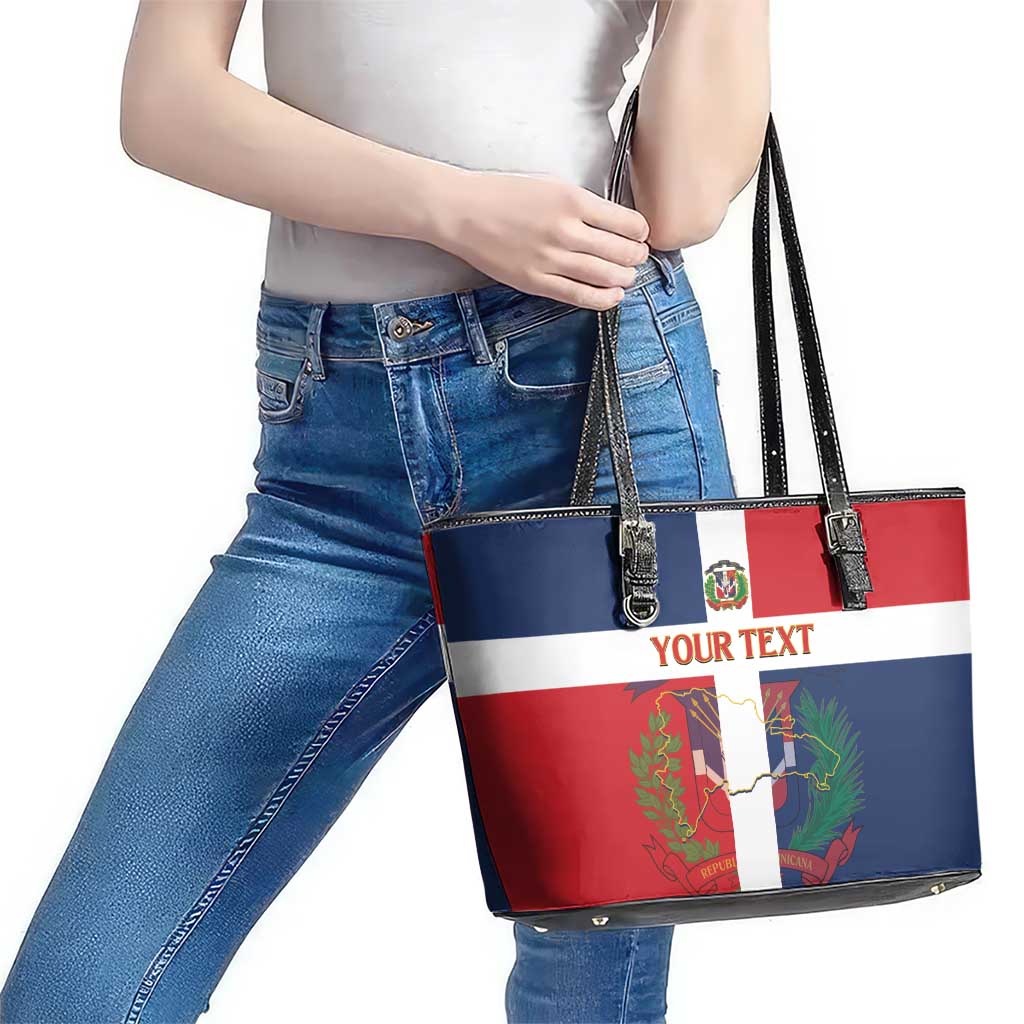 Custom Dominican Republic Football Leather Tote Bag Go Champions Flag Style