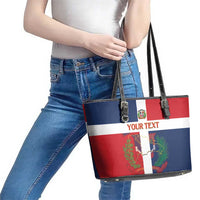 Custom Dominican Republic Football Leather Tote Bag Go Champions Flag Style