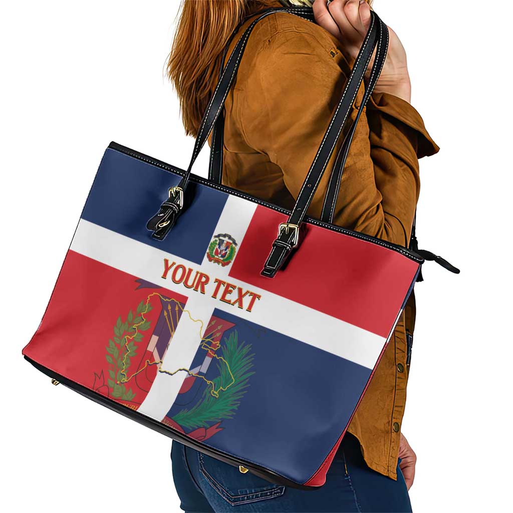Custom Dominican Republic Football Leather Tote Bag Go Champions Flag Style