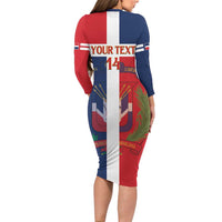 Custom Dominican Republic Football Long Sleeve Bodycon Dress Go Champions Flag Style
