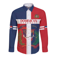 Custom Dominican Republic Football Long Sleeve Button Shirt Go Champions Flag Style